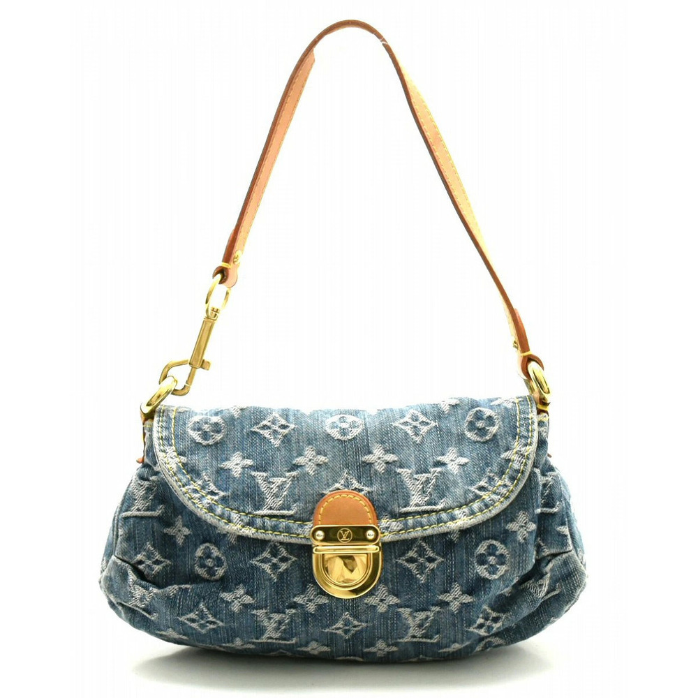 Louis Vuitton Monogram Denim Pleaty 2way Shoulder Bag One Semi Blue